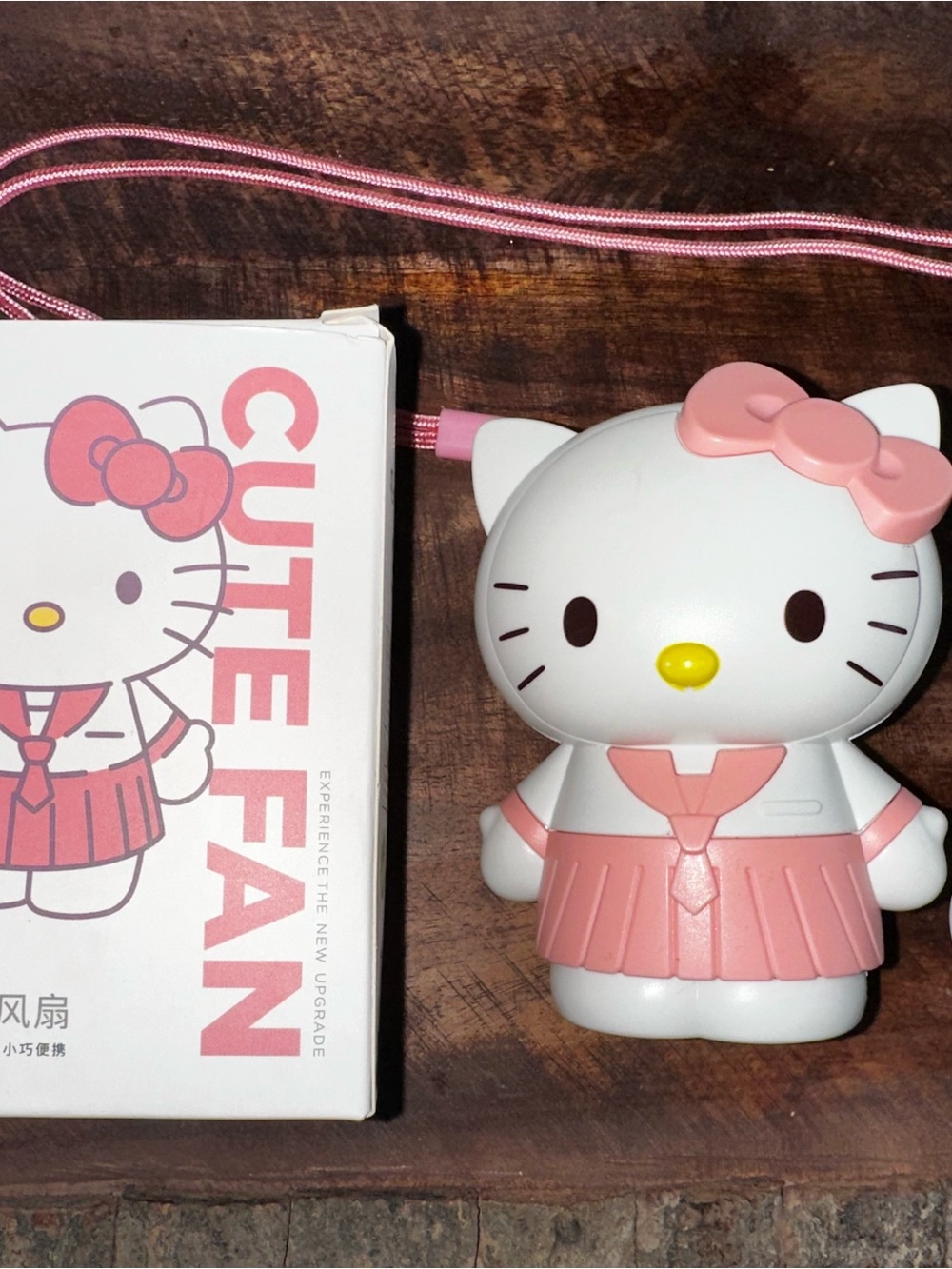 Hello Kitty White and Pink Portable Cute Fan Necklace